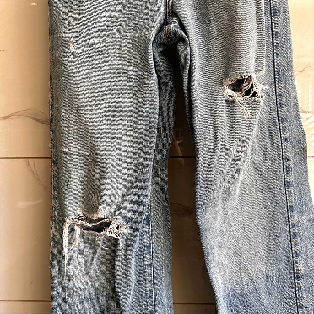 Garage Denim Wide Leg Distressed Raw Hem Jeans #30 - Picture 2 of 8